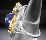 Серебряное кольцо c синим сапфиром, мозамбикским гранатом и перидотом Серебро 925