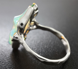 Серебряное кольцо с кристаллическим эфиопским опалом 3,47 карата, сапфирами и цаворитами Серебро 925