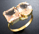 Золотое кольцо с морганитами 5,85 карата высоких характеристик и бриллиантами Золото