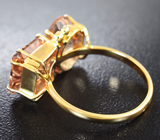 Золотое кольцо с морганитами 5,85 карата высоких характеристик и бриллиантами Золото
