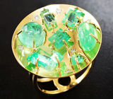 Золотое кольцо с уральскими изумрудами 6,01 карата и бриллиантами Золото