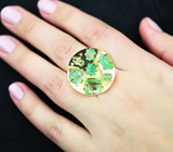 Золотое кольцо с уральскими изумрудами 6,01 карата и бриллиантами Золото