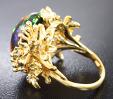 Золотое кольцо с роскошным черным опалом топового качества 7,3 карата и бриллиантами Золото