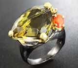 Серебряное кольцо с цитрином, карнелианом и гранатом