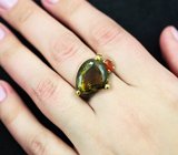 Серебряное кольцо с цитрином, карнелианом и гранатом
