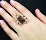 Серебряное кольцо с дымчатым кварцем, топазами и цитринами