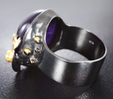 Серебряное кольцо с аметистом 27+ карат и голубым топазом Серебро 925