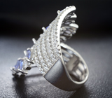 Впечатляющее серебряное кольцо с танзанитами Серебро 925