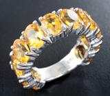 Стильное серебряное кольцо с цитринами Серебро 925