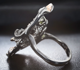 Серебряное кольцо с перидотами, цитринами, черными шпинелями и родолитами Серебро 925
