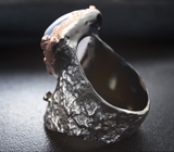 Серебряное кольцо с халцедоном 24+ карата и синим сапфиром
