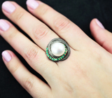 Серебряное кольцо с жемчугом и хризопразом Серебро 925