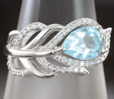 Оригинальное серебряное кольцо с голубым топазом