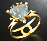 Золотое кольцо с крупным уральским александритом 3,44 карата и бриллиантами Золото
