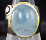 Серебряное кольцо с аквамарином 13+ карат и мозамбикским гранатом Серебро 925