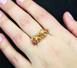 Золотое кольцо с сапфирами 2,79 карата и бесцветными цирконами Золото