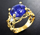 Золотое кольцо с насыщенным кабошоном танзанита 5,92 карата Золото