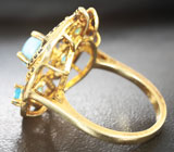 Чудесное серебряное кольцо с ларимаром, «неоновыми» апатитами и черными шпинелями Серебро 925