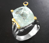 Серебряное кольцо с аквамарином 10,2 карата и синими сапфирами Серебро 925