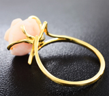 Золотое кольцо с натуральным резным кораллом 7,67 карата Золото