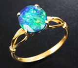 Золотое кольцо с ограненным черным опалом 1,62 карата Золото