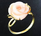 Золотое кольцо с натуральным резным кораллом 8,6 карата Золото