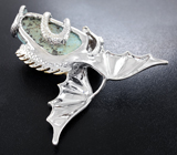 Серебряный кулон «Дракон» с ларимаром 42,88 карата, синими сапфирами и цаворитами Серебро 925
