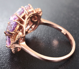 Чудесное серебряное кольцо с розовыми аметистами Серебро 925
