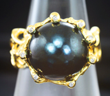 Золотые кольцо с цветной морской жемчужиной 12,32 карата и бриллиантами! Натуральный цвет Золото