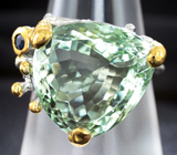 Серебряное кольцо с зеленым аметистом и синим сапфиром Серебро 925