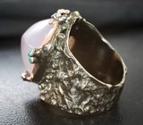 Серебряное кольцо с розовым кварцем 25+ карат и хризопразом Серебро 925