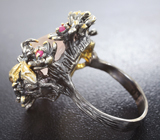 Серебряное кольцо с розовым кварцем и пурпурными сапфирами Серебро 925