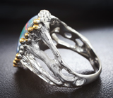 Серебряное кольцо с австралийским триплет опалом 9,85 карата и родолитами Серебро 925