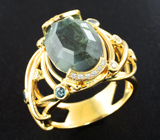 Эксклюзив! Золотое кольцо с крупным уральским александритом 10,69 карата и бриллиантами Золото