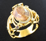Эксклюзив! Золотое кольцо с крупным уральским александритом 10,69 карата и бриллиантами Золото