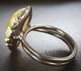 Серебряное кольцо с рутиловым кварцем 13+ карат и голубым топазом