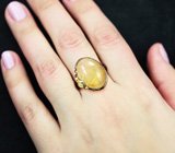 Серебряное кольцо с рутиловым кварцем 13+ карат и голубым топазом