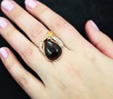 Серебряное кольцо с дымчатым кварцем и кристаллическим эфиопским опалом