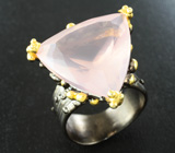 Серебряное кольцо с розовым кварцем 27+ карат Серебро 925