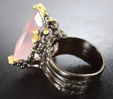 Серебряное кольцо с розовым кварцем 27+ карат Серебро 925
