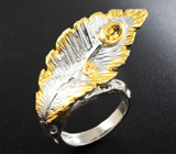 Серебряное кольцо с цитрином и желтым сапфиром