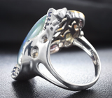 Серебряное кольцо с австралийским триплет опалом 5,2 карата и синими сапфирами