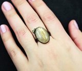 Серебряное кольцо с рутиловым кварцем и голубым топазом