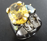 Серебряное кольцо с цитрином 9+ карат, голубым топазом и перидотами Серебро 925