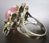 Серебряное кольцо с сапфиром, родолитами и аметистом Серебро 925