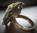 Серебряное кольцо с лимонным цитрином 16+ карат и хризопразами Серебро 925