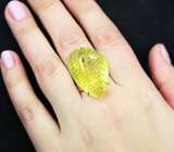 Золотое кольцо с резным лимонным цитрином 36,7 карата Золото