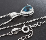 Прелестный серебряный кулон с насыщенно-синим топазом + цепочка Серебро 925