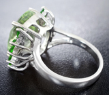 Замечательное серебряное кольцо с зеленым аметистом и диопсидами Серебро 925