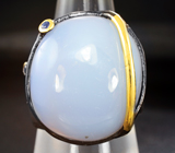 Серебряное кольцо c халцедоном 27+ карат и синими сапфирами Серебро 925